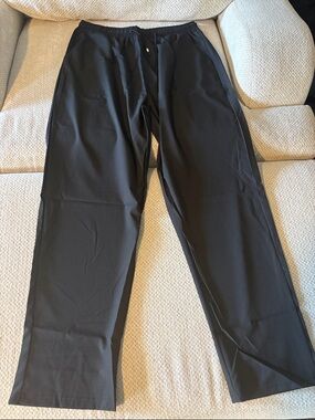 Men's Black Elastic-Waist Casual Pants